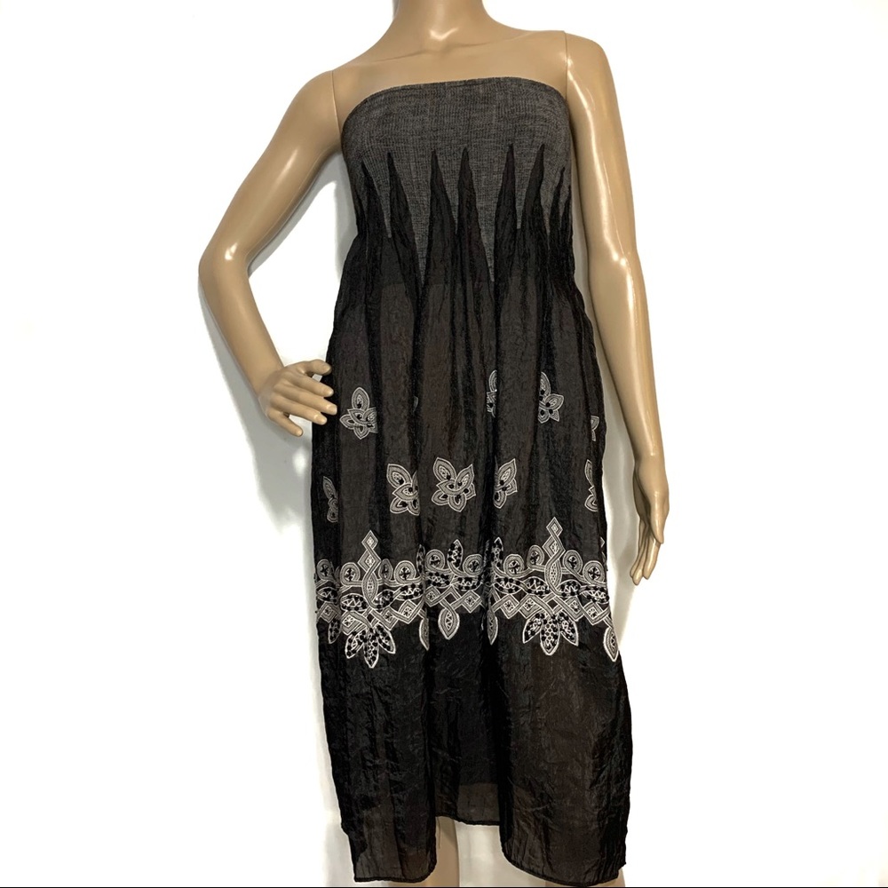 Lapis Brown Boho Jeweled Dress Maxi Skirt OS